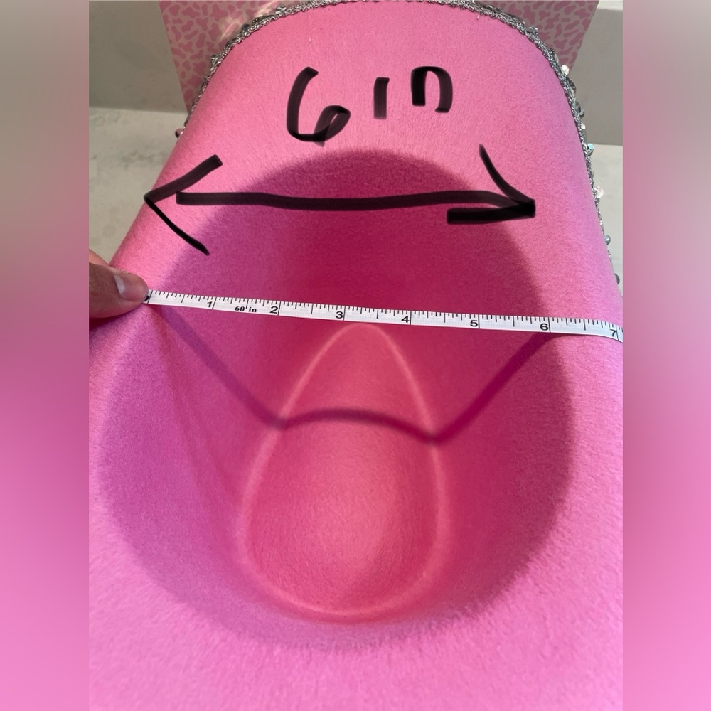 Barbie Pink Country Western Pink Cowgirl Sequence Polyester Hat w/ Heart Glasses - Picture 6 of 7